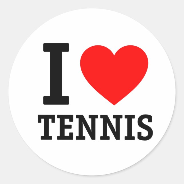 I Liebe Tennis Runder Aufkleber (Vorderseite)