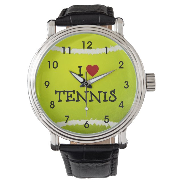 I Liebe Tennis - Tennisball Armbanduhr (Vorderseite)