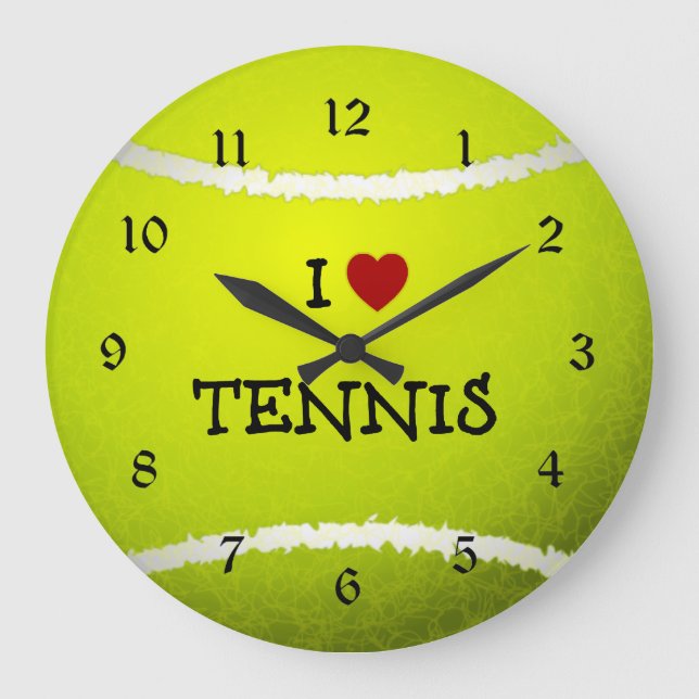 I Liebe Tennis - Tennisball Große Wanduhr (Vorderseite)