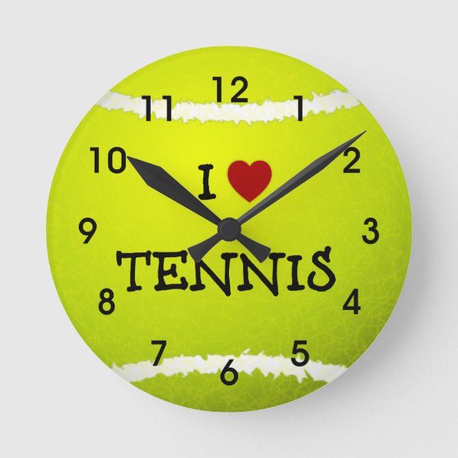 I Liebe Tennis - Tennisball Runde Wanduhr (Vorderseite)
