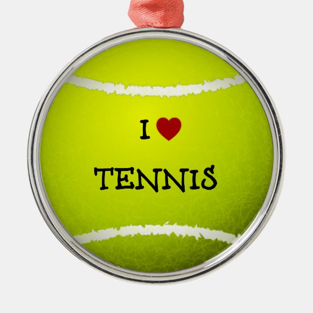 I Liebe Tennis - Tennisball Silbernes Ornament (Vorne)