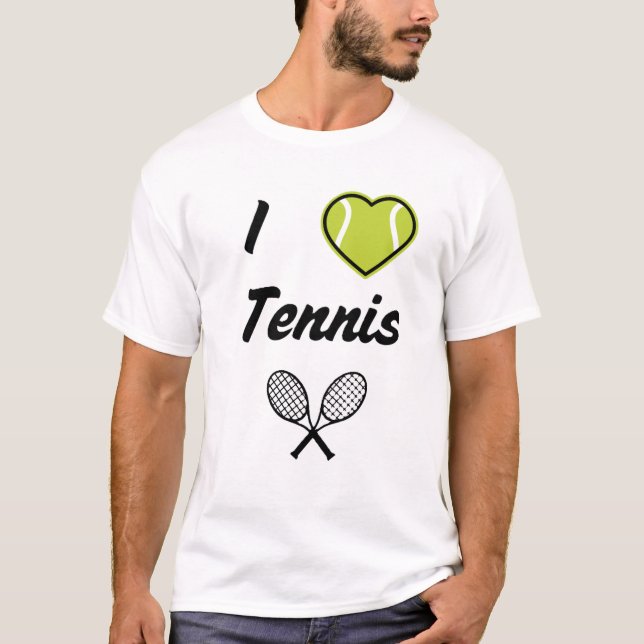 I Liebe Tennis Text Design T-Shirt (Vorderseite)