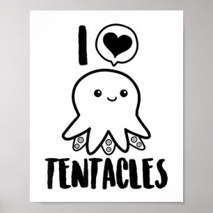 I Liebe Tentacles T - Shirt Niedliches Octopus-T-S Poster