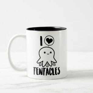 I Liebe Tentacles T - Shirt Niedliches Octopus-T-S Zweifarbige Tasse