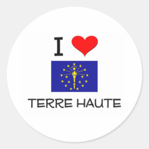I Liebe TERRE HAUTE Indiana Runder Aufkleber