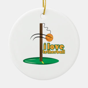 I Liebe Tetherball Keramik Ornament