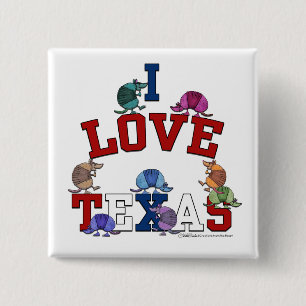 I Liebe Texas-Colorful Armadillos Button