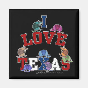 I Liebe Texas-Colorful Armadillos Magnet