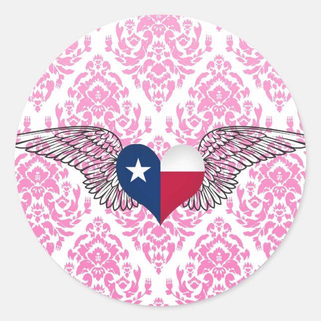 I Liebe Texas - Flügel Runder Aufkleber (Vorderseite)