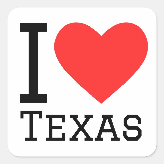 I Liebe Texas Quadratischer Aufkleber (Vorderseite)