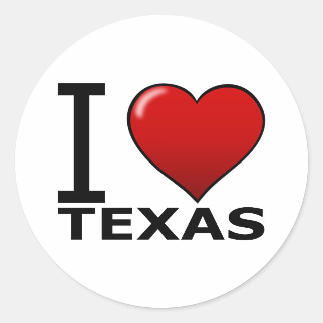 I LIEBE TEXAS RUNDER AUFKLEBER (Vorderseite)