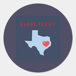 I Liebe Texas Runder Aufkleber