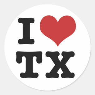 I Liebe Texas Runder Aufkleber