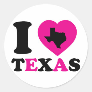 I Liebe Texas Runder Aufkleber