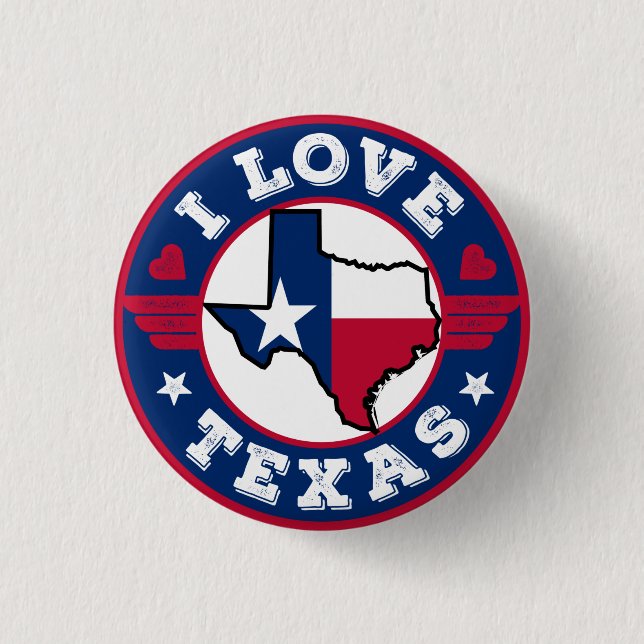 I Liebe Texas Staat Karte und Flagge Button (Vorderseite)