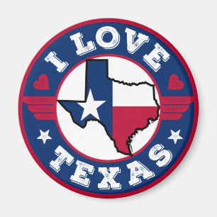I Liebe Texas Staat Karte und Flagge Magnet