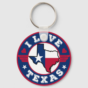 I Liebe Texas Staat Karte und Flagge Schlüsselanhänger