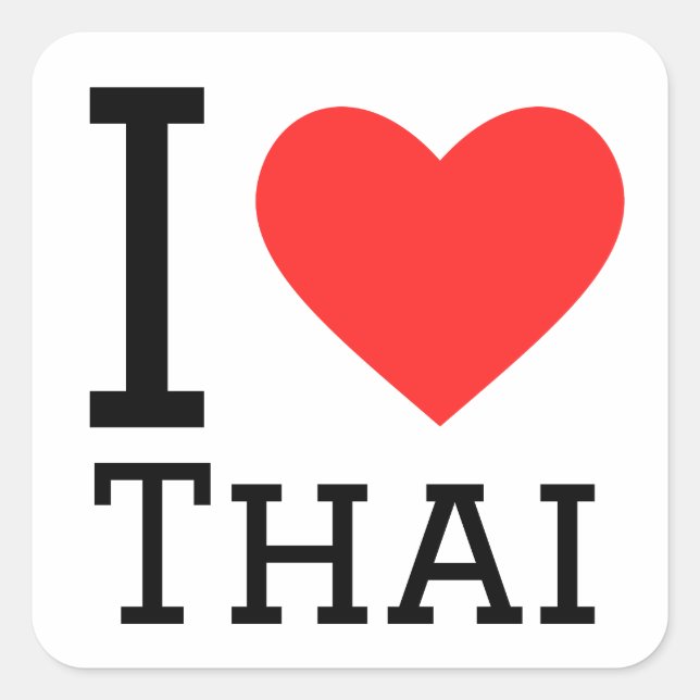 I Liebe Thai Quadratischer Aufkleber (Vorderseite)