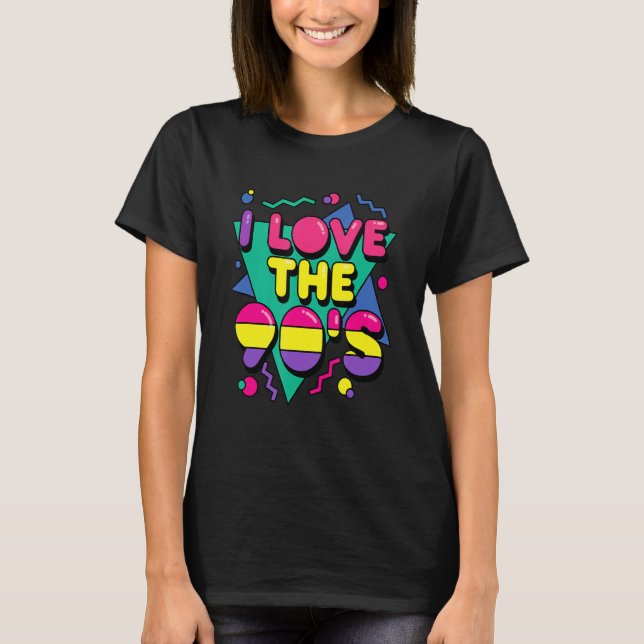 I Liebe The 90's 90 Disco Retro Party T-Shirt (Vorderseite)