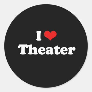I Liebe-Theater-T-Shirt Runder Aufkleber
