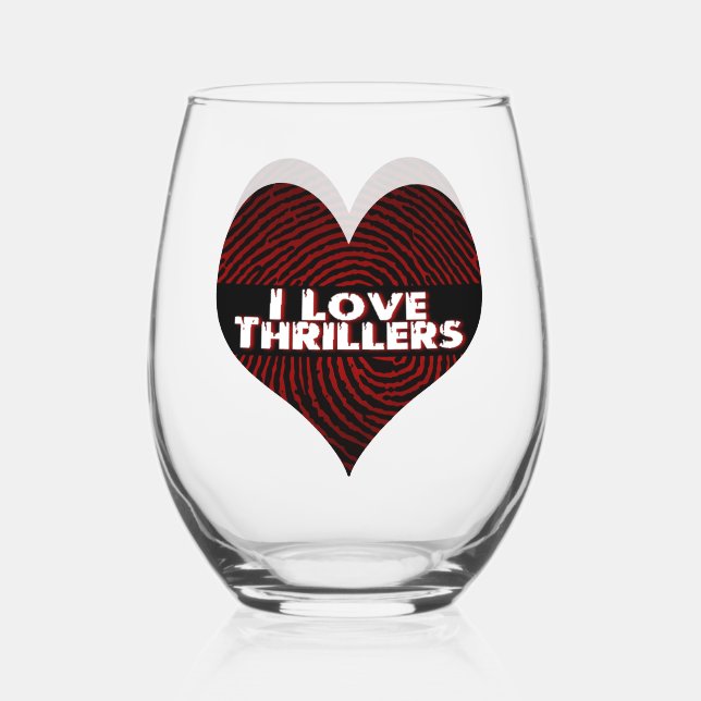 I Liebe Thrillers Black Weinglas Ohne Stiel (Vorderseite)