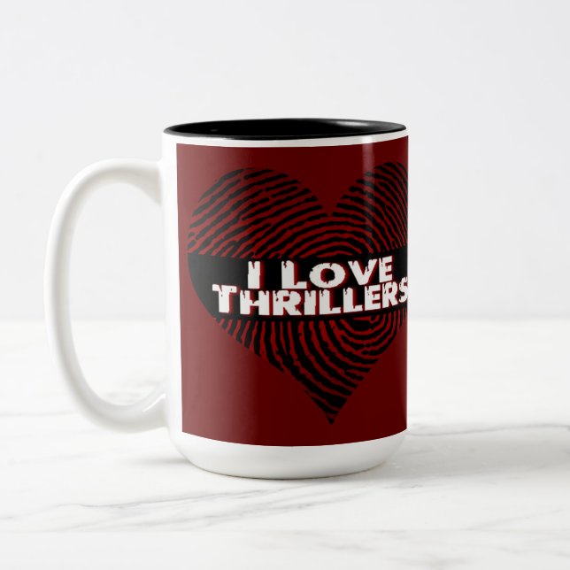 I Liebe Thrillers Red Zweifarbige Tasse (Links)