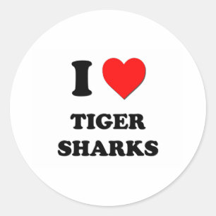 I Liebe Tiger Sharks Runder Aufkleber