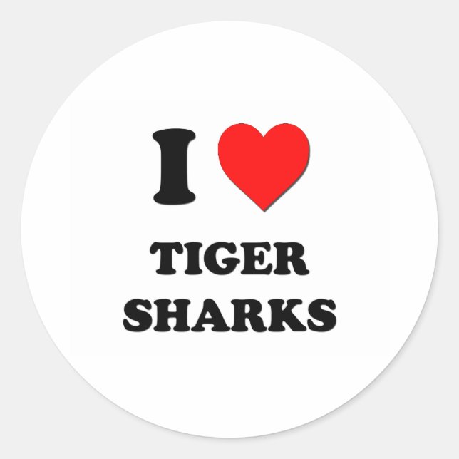 I Liebe Tiger Sharks Runder Aufkleber (Vorderseite)