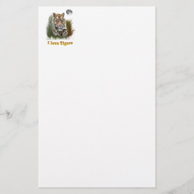 I Liebe Tigers Briefpapier (Vorderseite)