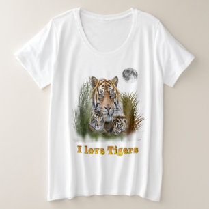 I Liebe Tigers Große Größe T-Shirt