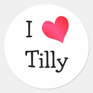 I Liebe Tilly Runder Aufkleber