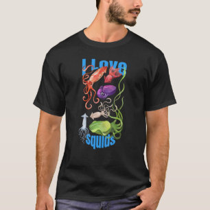 I Liebe Tintenfische Tintenfisch Kopffüßer Ozean S T-Shirt