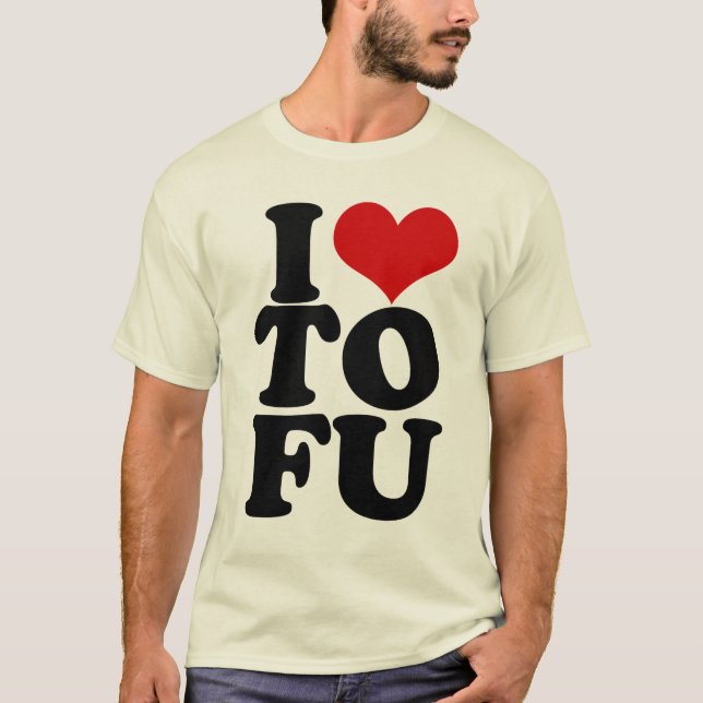 I Liebe Tofu Funny Veganer Spaß T-Shirt (Vorderseite)