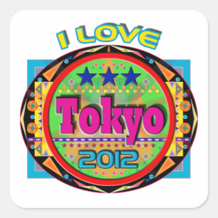 I LIEBE Tokio Emblem #1 2012 T - Shirt Quadratischer Aufkleber