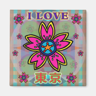 "I LIEBE TOKYO" Blume Kanji Magnet