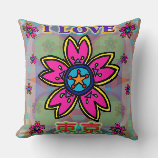 "I LIEBE TOKYO" Blume Kanji Pillow Kissen
