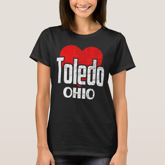 I Liebe Toledo Ohio Retro Big Heart Toledo Urlaub T-Shirt (Vorderseite)