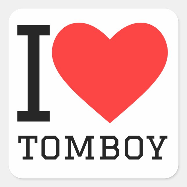 I Liebe Tomboy Quadratischer Aufkleber (Vorderseite)