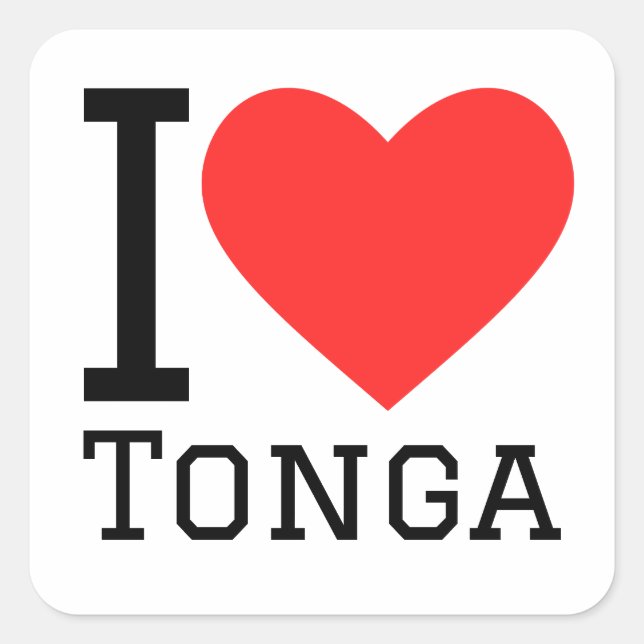 i Liebe tonga Quadratischer Aufkleber (Vorderseite)