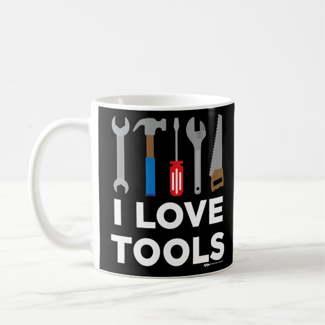 I Liebe Tools Handyman und Carpenter Kaffeetasse (Links)