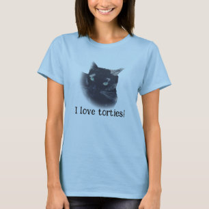 I Liebe Torties, Tortoise Muschel Katzenfedern T-Shirt