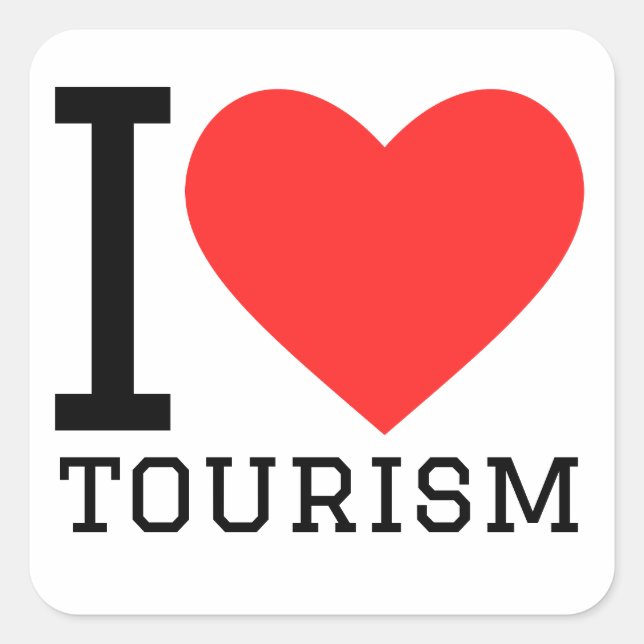 I Liebe Tourismus Quadratischer Aufkleber (Vorderseite)