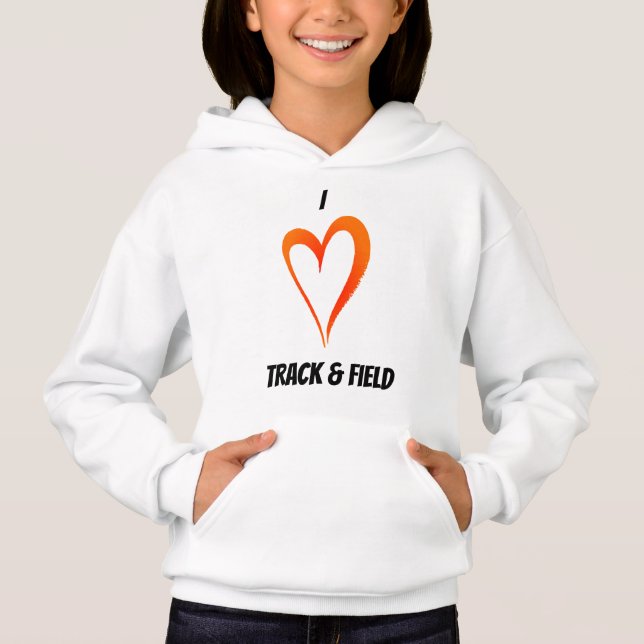 I Liebe Track & Field - Kinderpullover Hoodie (Vorderseite)