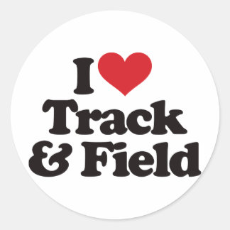 I Liebe Track und Field Runder Aufkleber