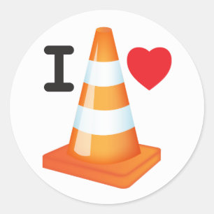 I Liebe Traffic Cones Orange White Cone Commuter Runder Aufkleber
