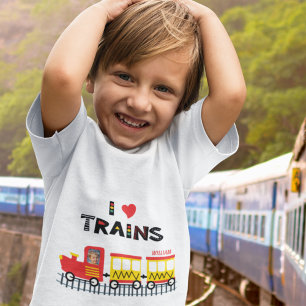 I Liebe Train Colorful Kids Foto und Name Kleinkind T-shirt