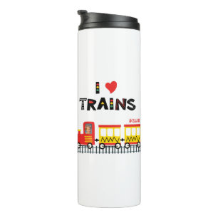 I Liebe Train Colorful Kids Foto und Name Thermosbecher