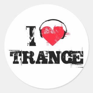 I LIEBE TRANCE RUNDER AUFKLEBER