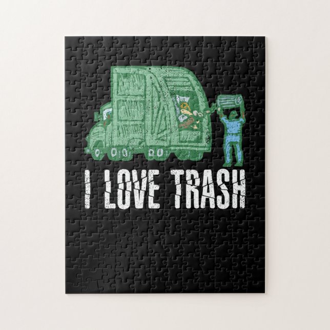 I Liebe Trash Funny Garbage Puzzle (Vertikal)