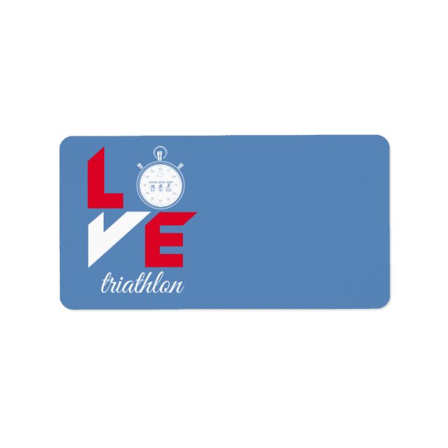 I Liebe Triathlon Adressaufkleber (Vorne)